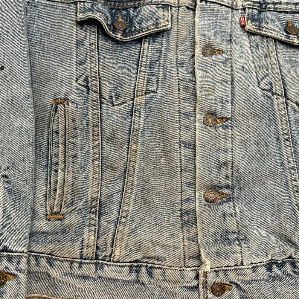 Vintage 90s Levis Denim Jacket Mens Medium Plaid Lined Trucker 70417-4891 USA